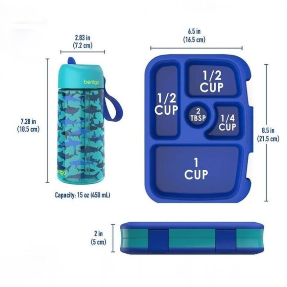Bentgo Plastic Shark Lunch Box with Water Bottle - Picture 3 of 6